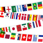 World Flags Bunting, 200 Different National Flag Bunting World Cup Football 2026 164 FT/50 Meters Bunting Flags Banner Hanging Pennant Decorations for World Cup, Olympic Games party