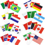 World Cup 2026 Flags, World Flags, 32 pcs World Cup 2026 All Participating National Teams Flags in Hand, for World Cup 2026 Decorations Flags for Match, Football Party, Restaurant, Bar Decoration
