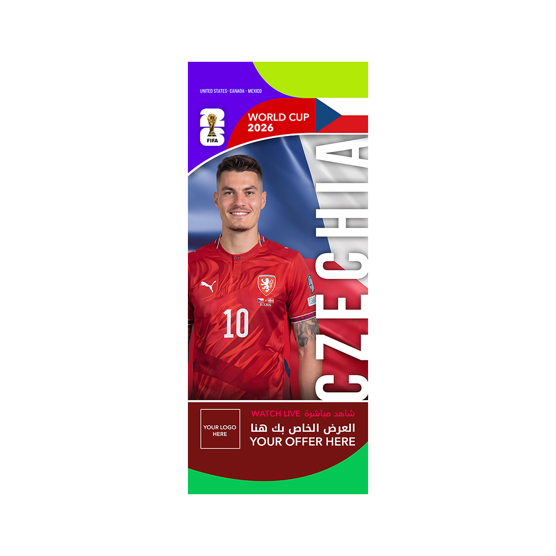 Czechia-roof-hanging-flags-(50x100cm) FIFA World Cup Branding Roof Hanging Flag W/PIPE-CZECHIA - Image 1