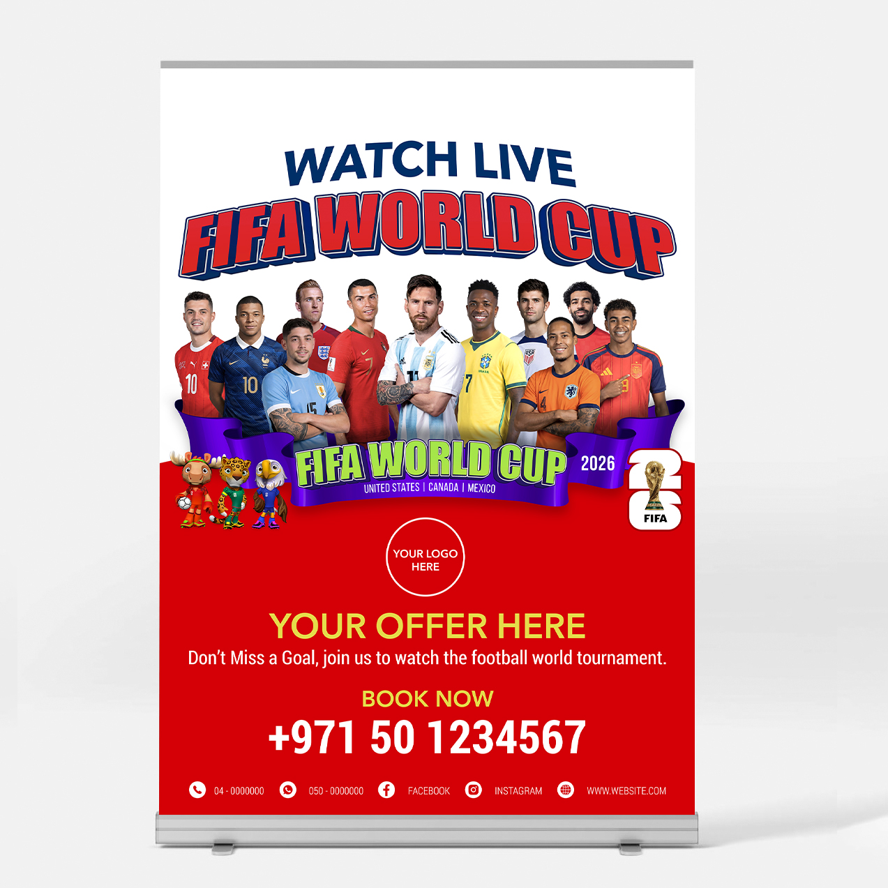 LRA1-M1 FIFA World Cup Branding Rollup Banner A1-Large - Image 1