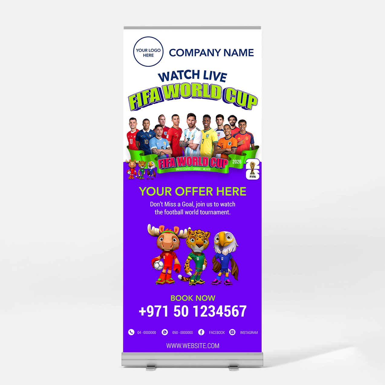 RA2-M1 FIFA World Cup Branding Rollup Banner A2-Small - Image 1