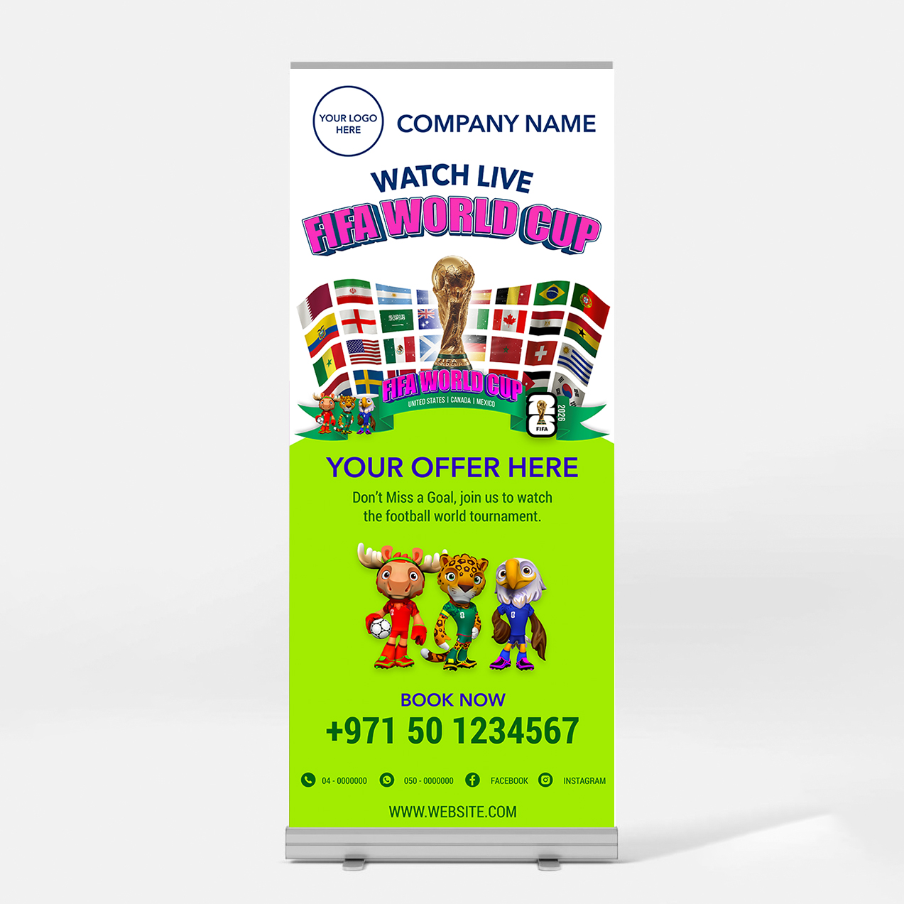 RB1-M1 FIFA World Cup Branding Rollup Banner B1-Small - Image 1