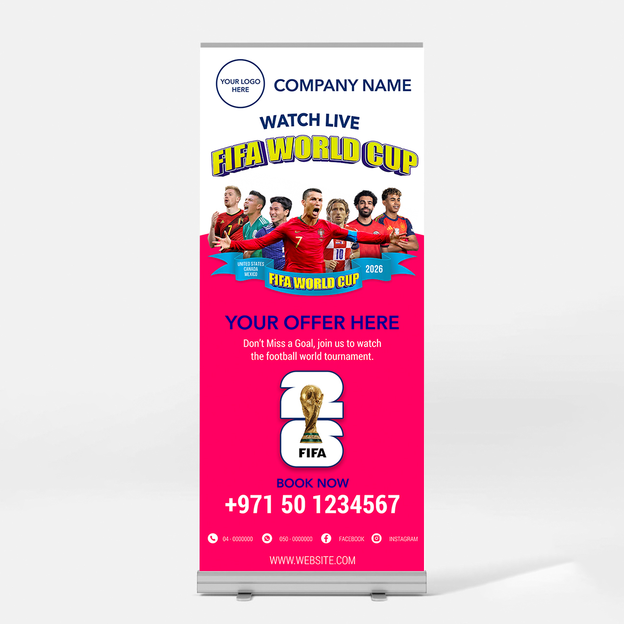 RC2-M1 FIFA World Cup Branding Rollup Banner C2-Small - Image 1
