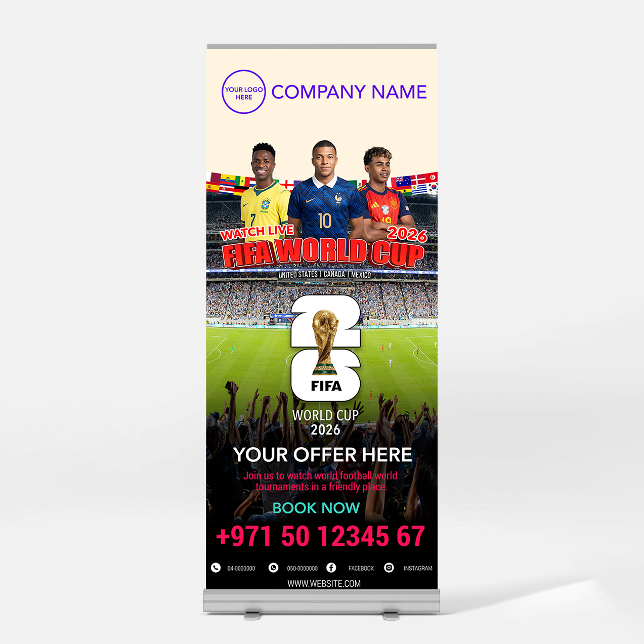 RD1-M1 FIFA World Cup Branding Rollup Banner D1-Small - Image 1