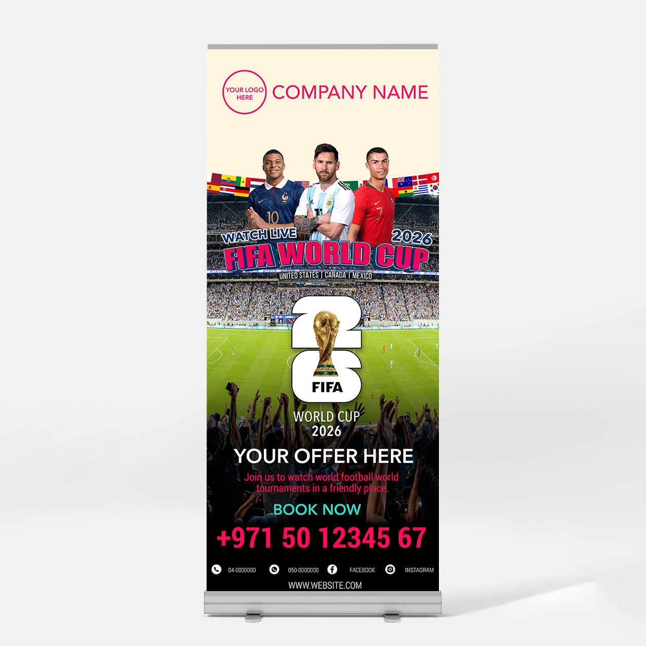 RD2-M1 FIFA World Cup Branding Rollup Banner D2-Small - Image 1