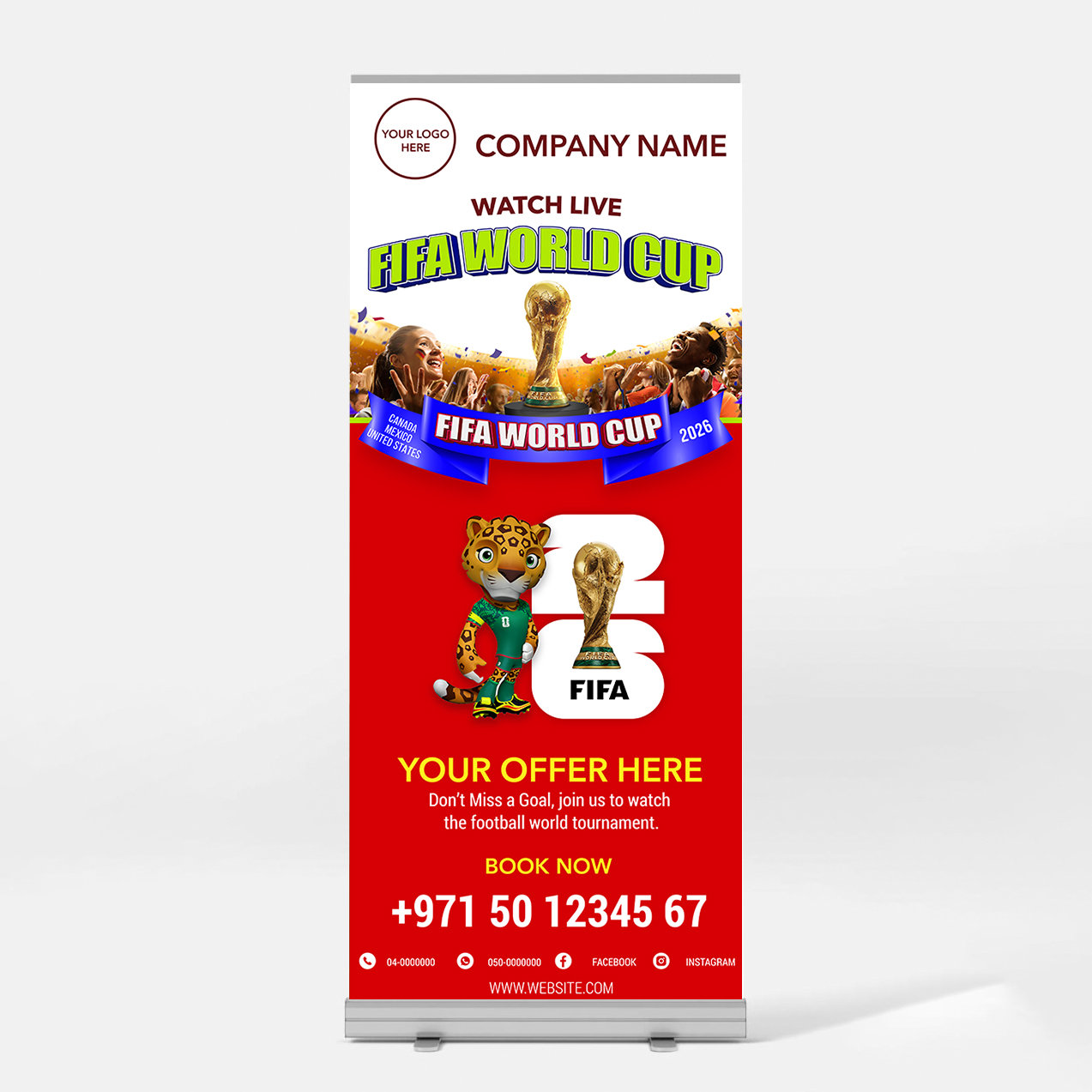 RE2-M1 FIFA World Cup Branding Rollup Banner E2-Small - Image 1