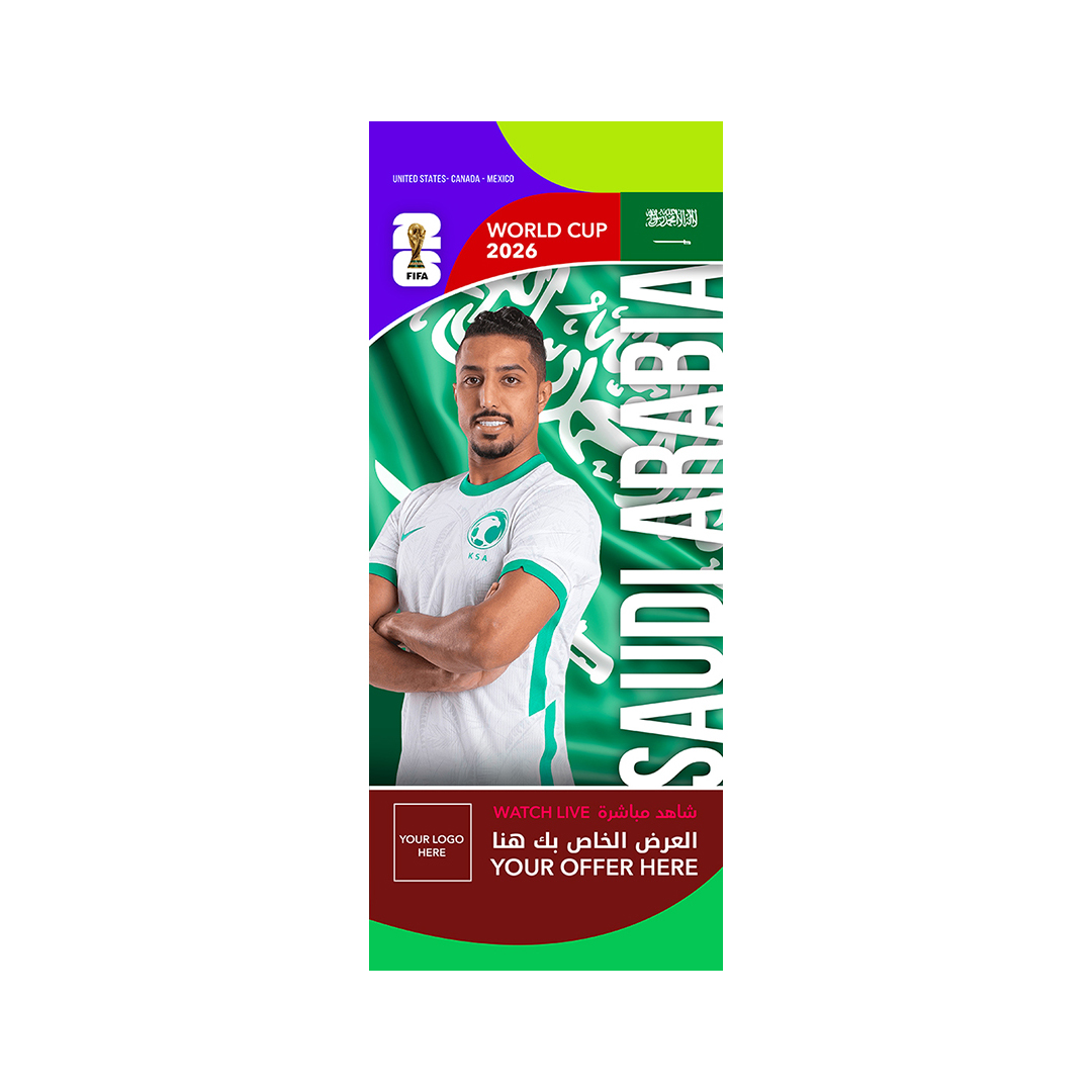 ksa_-roof-hanging-flags-(50x100cm) FIFA World Cup Branding Roof Hanging Flag W/PIPE-SAUDI ARABIA - Image 1