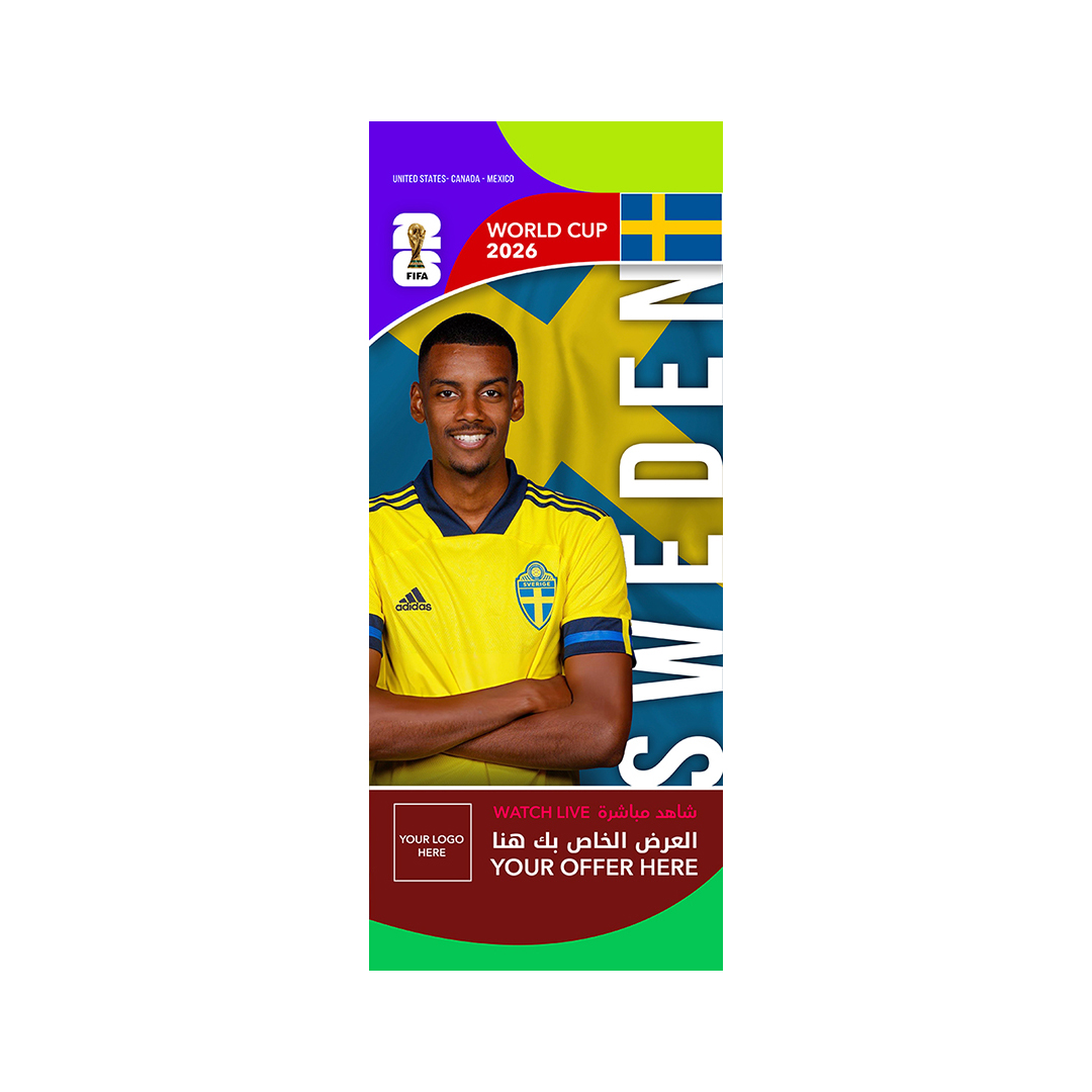 Sweden_-roof-hanging-flags-(50x100cm) FIFA World Cup Branding Roof Hanging Flag W/PIPE-SWEDEN - Image 1