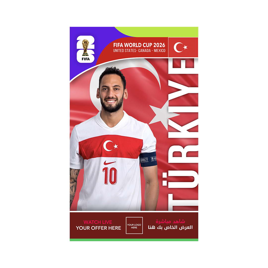 Turkiye roof hanging flags-(30x50cm) A copy FIFA World Cup Branding Roof Hanging Dangler TURKIYE - Image 1