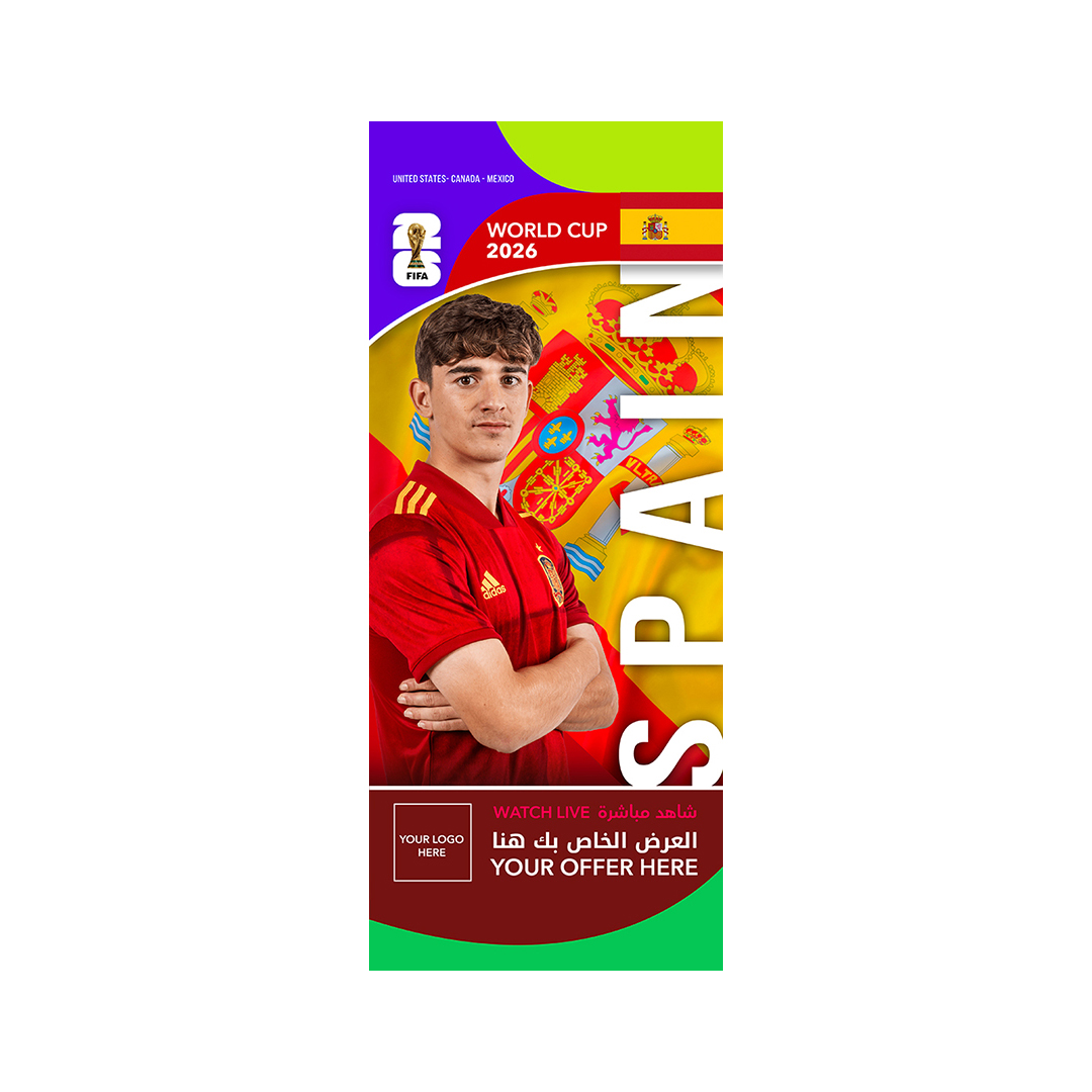 spain_-roof-hanging-flags-(50x100cm) FIFA World Cup Branding Roof Hanging Flag W/PIPE-SPAIN - Image 1